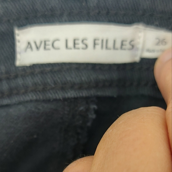 Avec Les Filles high waist wide leg cropped black jeans with released hem Size 2 - Picture 5 of 6